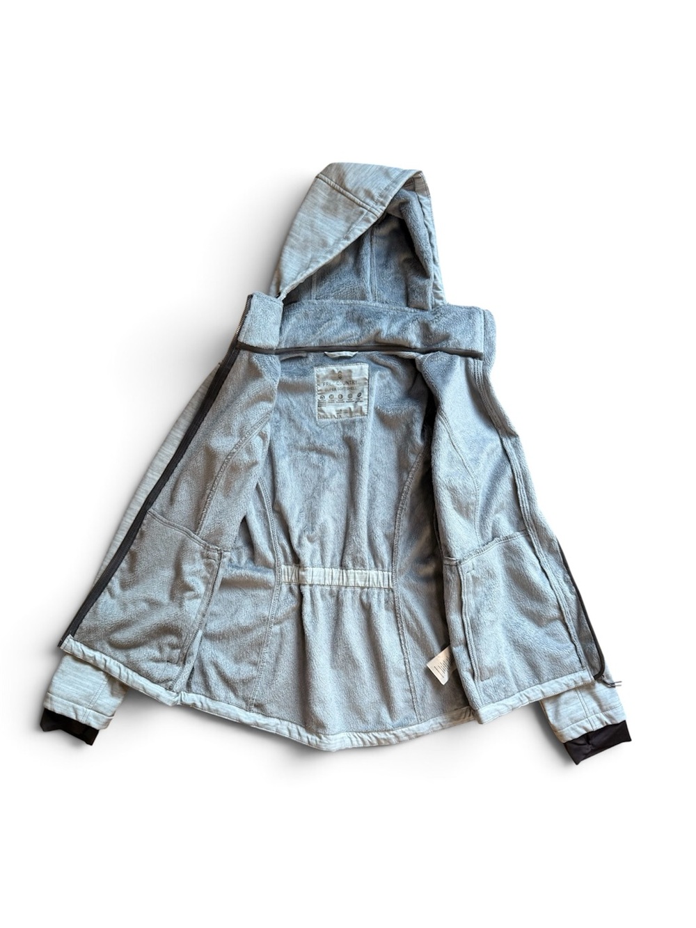 Women’s Light Gray Hooded Utility Jacket with Zip Pockets